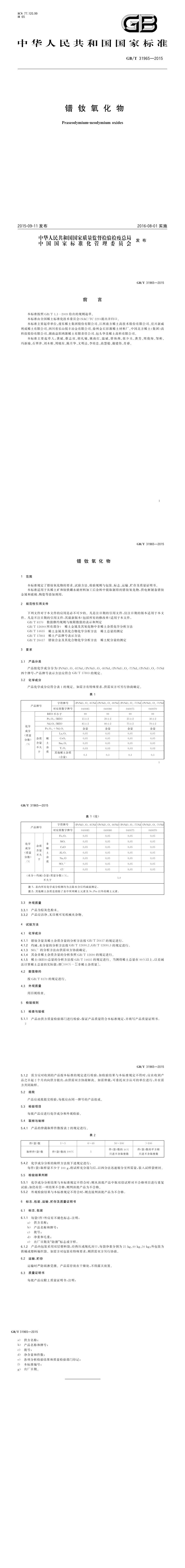 GB_T 31965-2015 镨钕氧化物