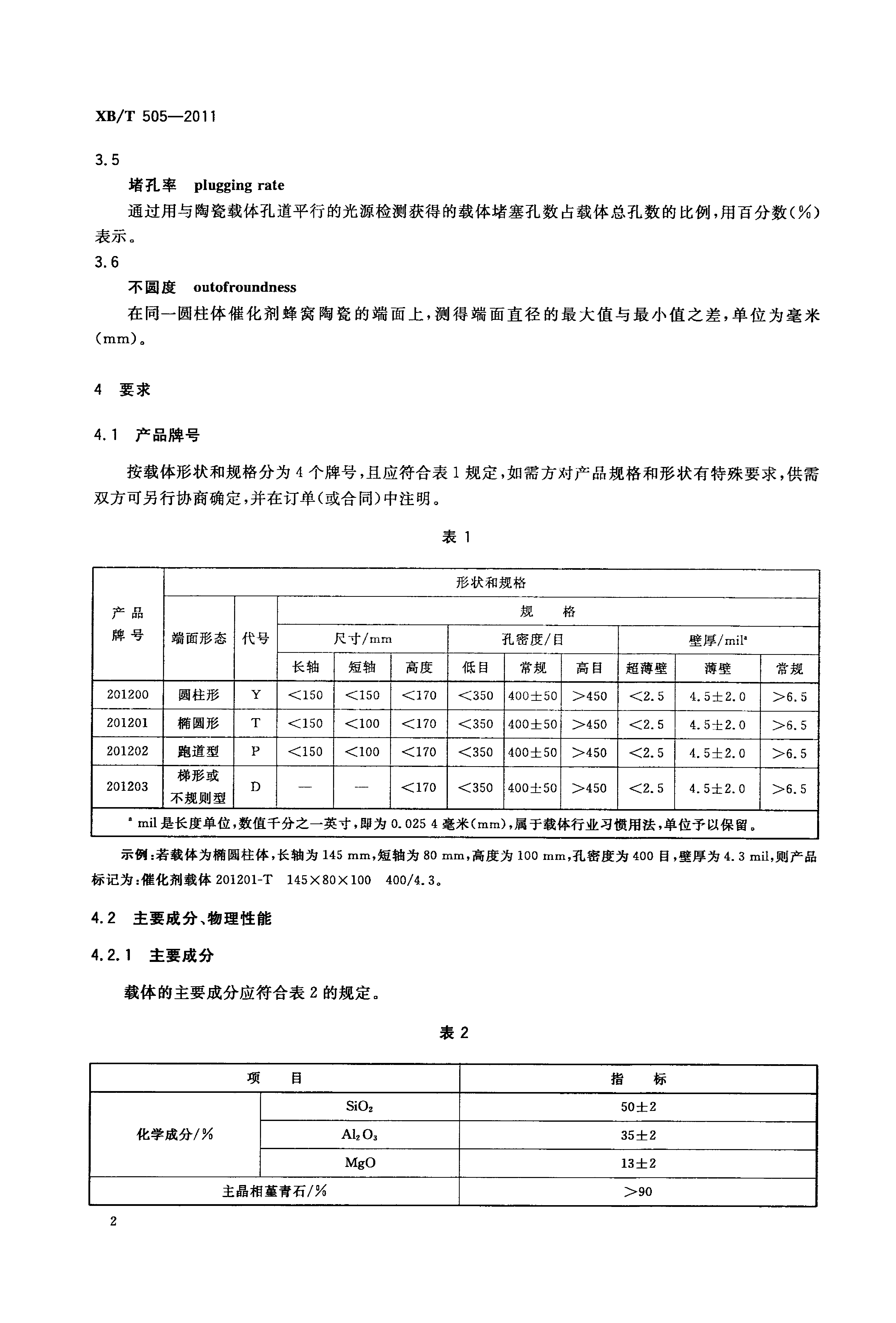 XB_T 505-2011 汽油车排气净化催化剂载体_4