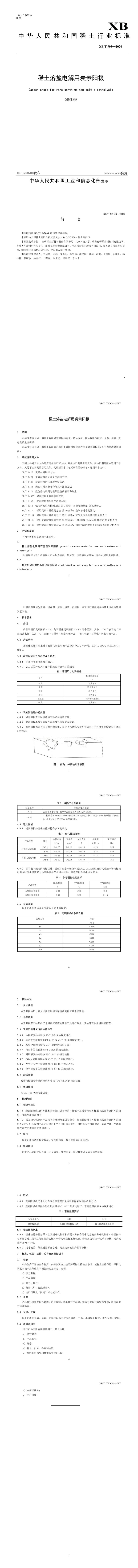 XB_T 905-2020 稀土熔盐电解用炭素阳极